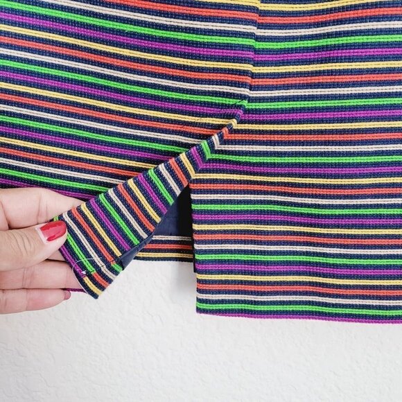 Talbots Petites 2 Piece Pencil Skirt Suit Set Sz 4P Rainbow Striped Fun Career - Picture 15 of 15